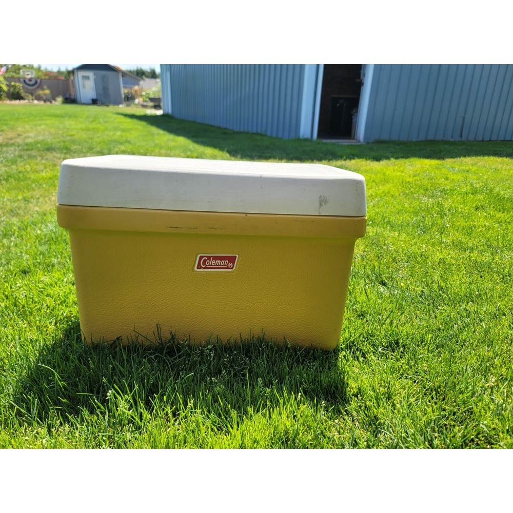 Vintage Coleman Yellow Plastic Cooler Chest (20"x13"x14")